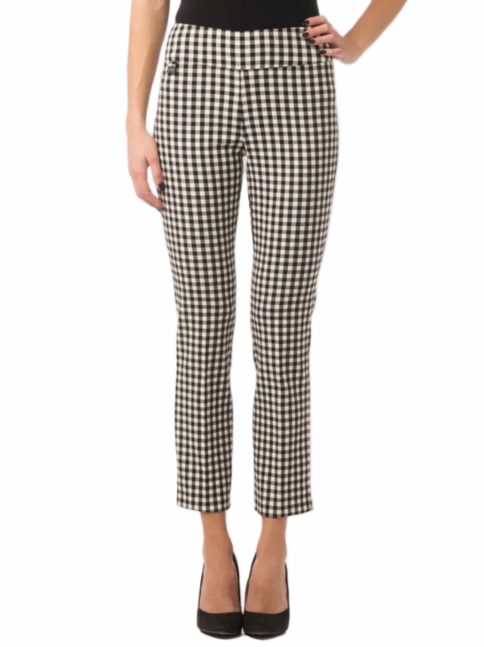 JOSEPH Ribkoff Black White Gingham HR Straight Pants Size 10